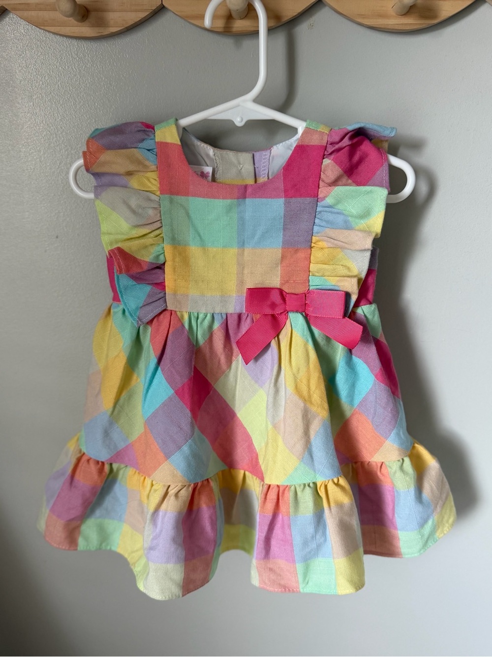 Bonnie Baby Girls 12M Multicolor Plaid Fit & Flare Dress Bow Ruffle